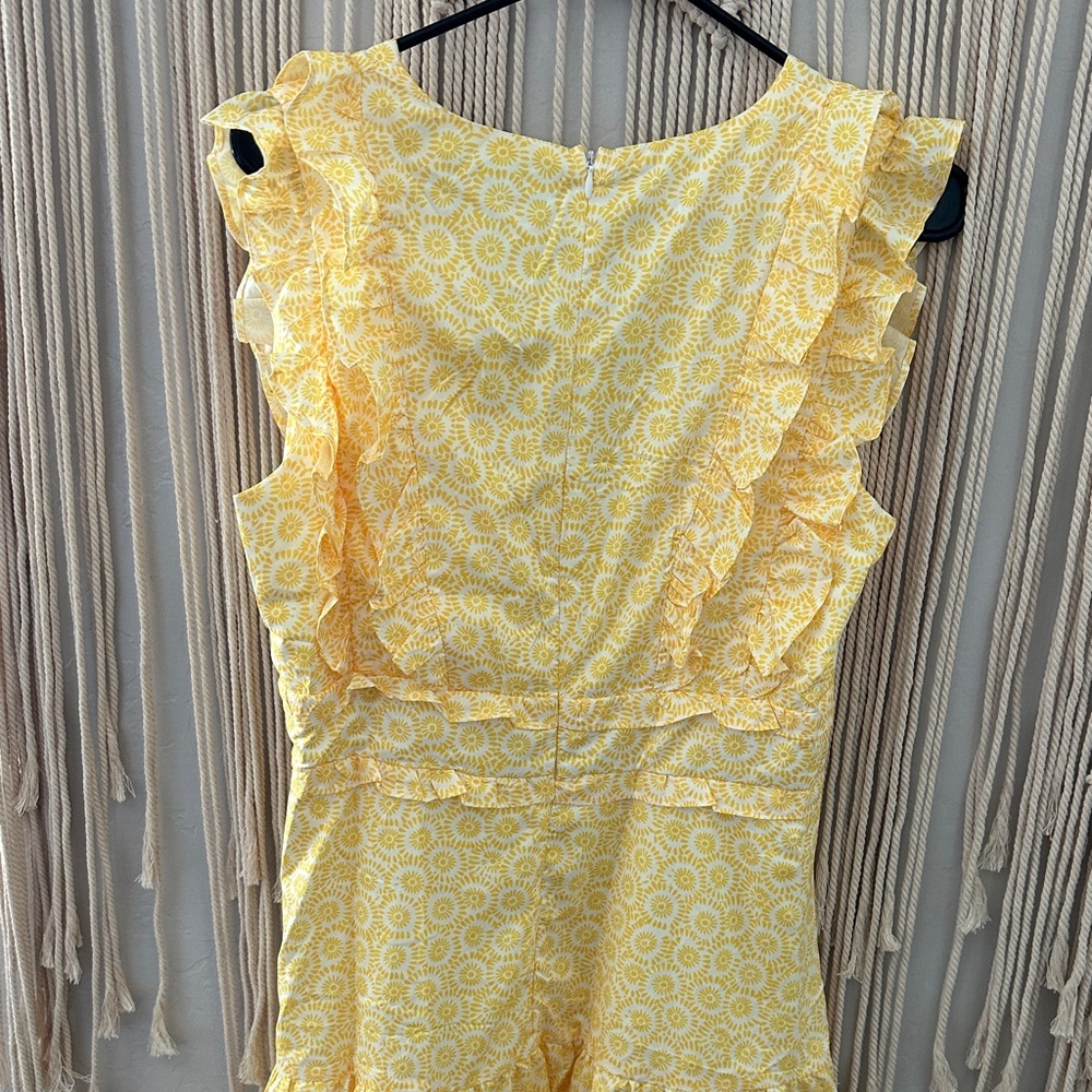 Yellow Floral Ruffle V-Neck Mini Dress - Picture 6 of 6